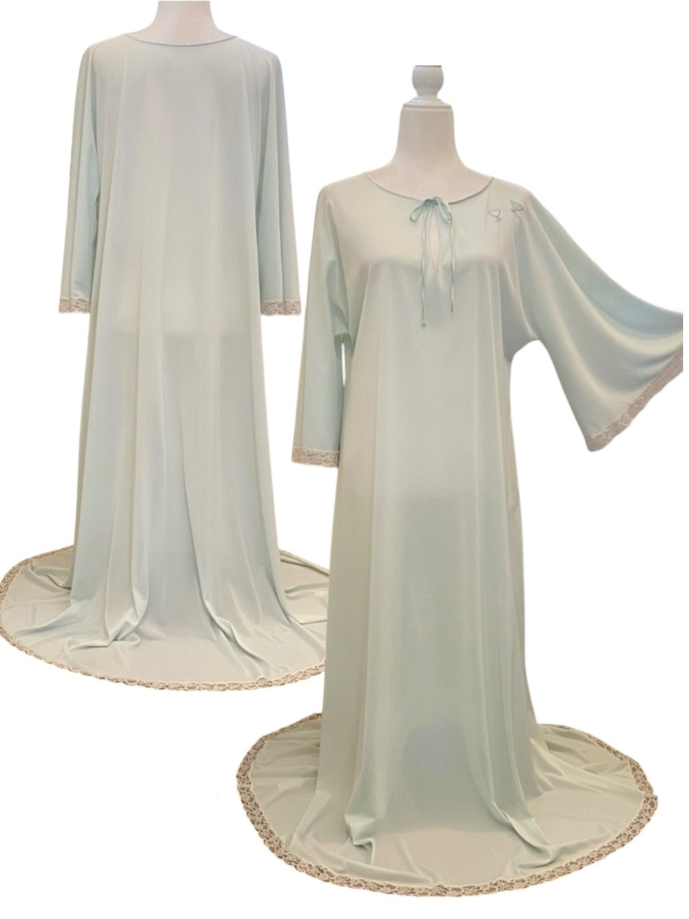 Claire Sandra Lucie Ann Vintage 70s Pastel Chemise Nightgown Maxi Slip Dress S🔥